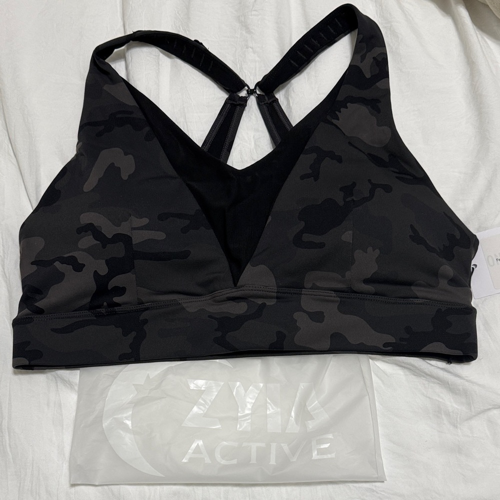 Zyia Active Women's Black Camo Sports Bra